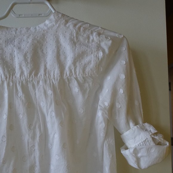 JCrew J. Crew #A5545  Tie Swiss Dot Peasant popover Blouse top white size 0 XS - Picture 13 of 13